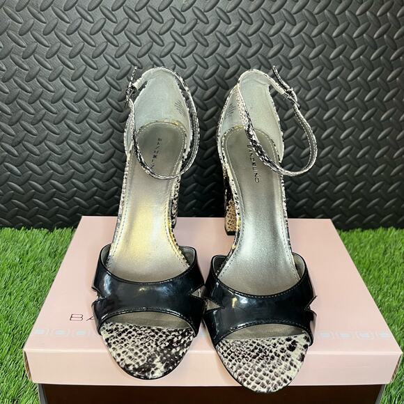 Bandolino two Toned Snake print open toe Heels Womans Size 10 - Picture 2 of 6